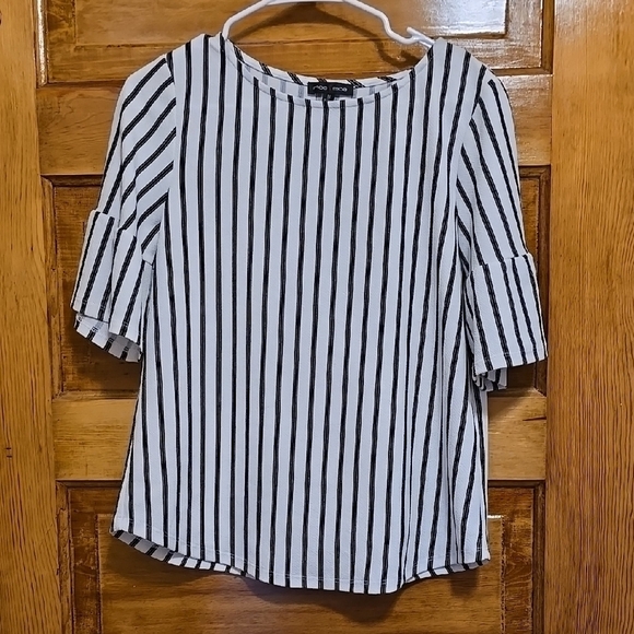 A Moa Moa Black and White Boxy 3/4 Sleeve Blouse M - Picture 1 of 4